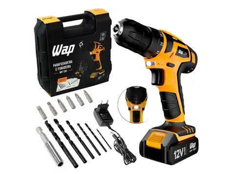 Parafusadeira Furadeira WAP BPF 12K3 12V com Maleta