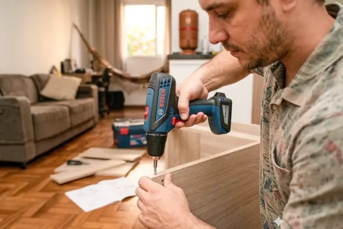 parafusadeira para montar móveis bosch usada na montagem de armário de madeira
