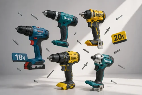 Parafusadeiras profissionais 18V e 20V Bosch, Makita, DeWalt e Stanley com parafusos flutuando