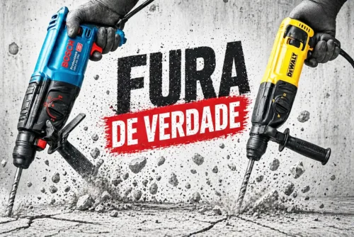 Marteletes Bosch e DeWalt perfurando concreto com alto impacto – fura de verdade