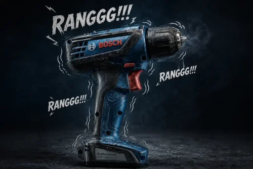 Parafusadeira Bosch GSR 1000 rangindo com ondas de barulho ao redor da ferramenta