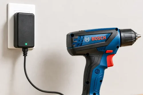 Carregador da parafusadeira Bosch GSR 1000 Smart conectado à tomada