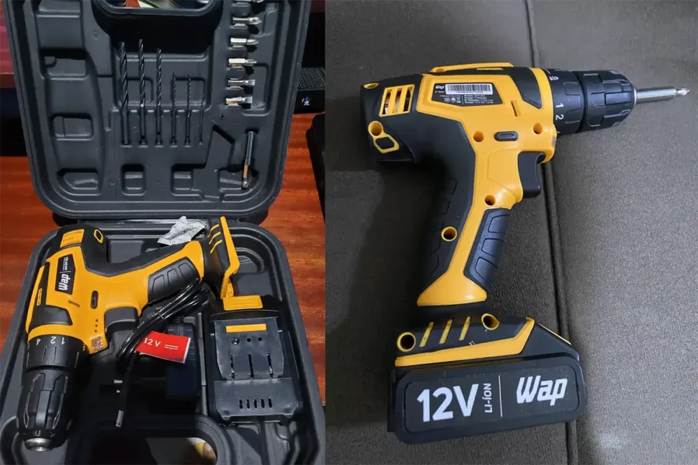 Parafusadeira WAP BPF 12K3 12V com maleta, carregador, brocas e bateria Li-Ion inclusa
