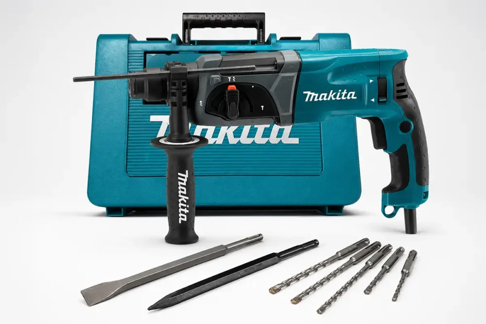 Martelete Makita HR2630 com maleta, empunhadura e brocas SDS Plus