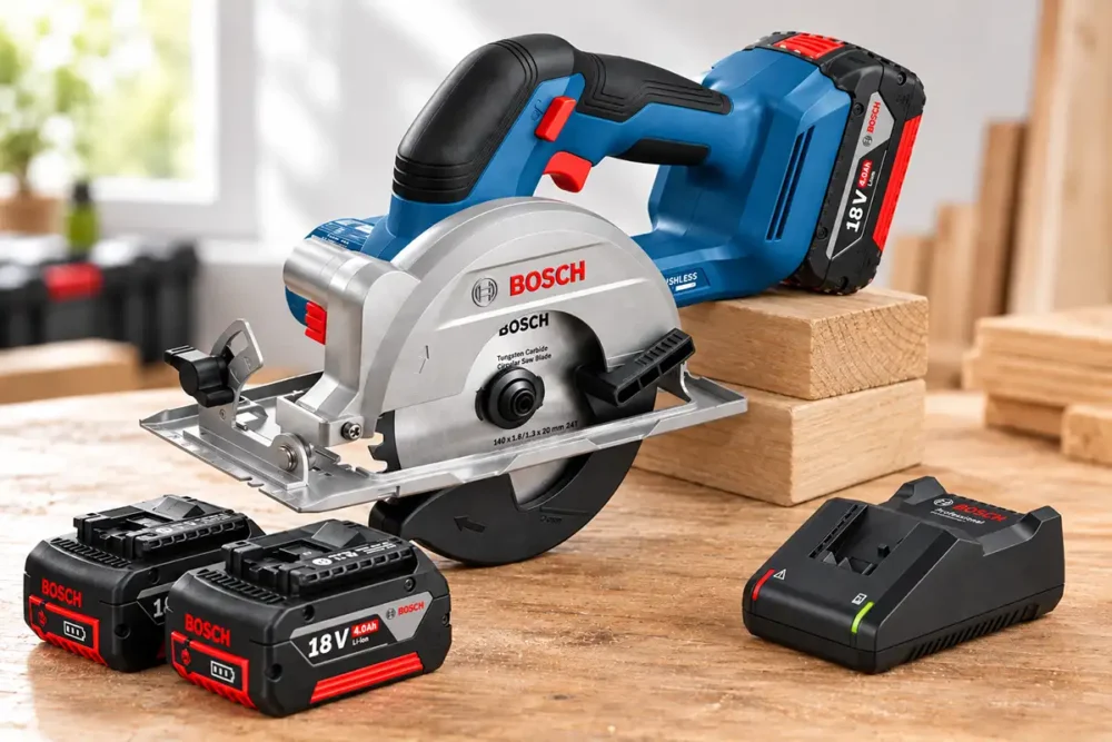 Serra circular Bosch GKS 18V-51 18V brushless com baterias e carregador