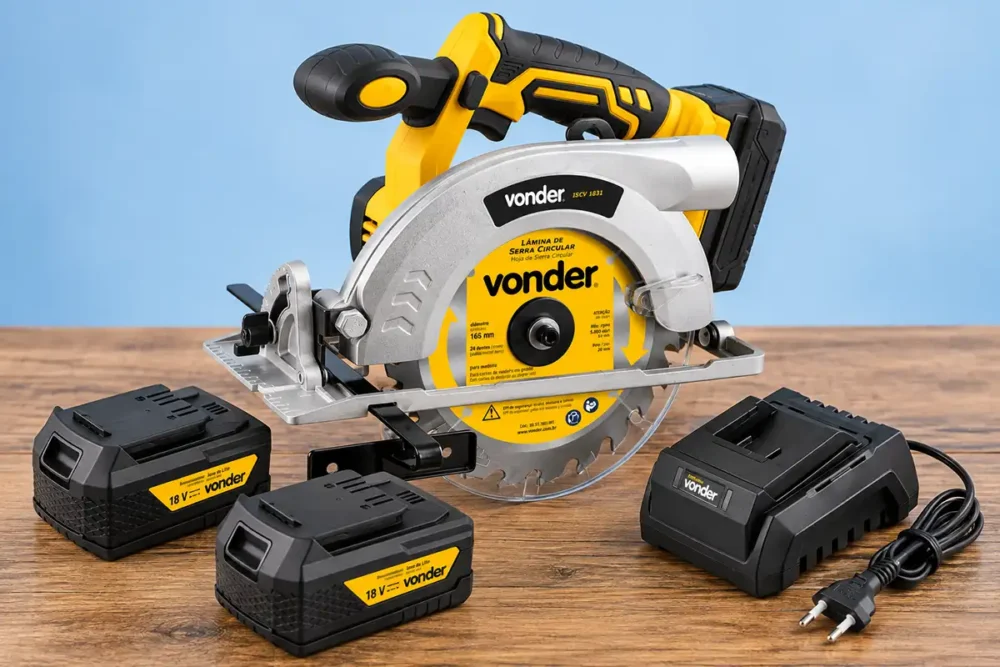 Serra circular Vonder ISCV1831 18V com duas baterias e carregador
